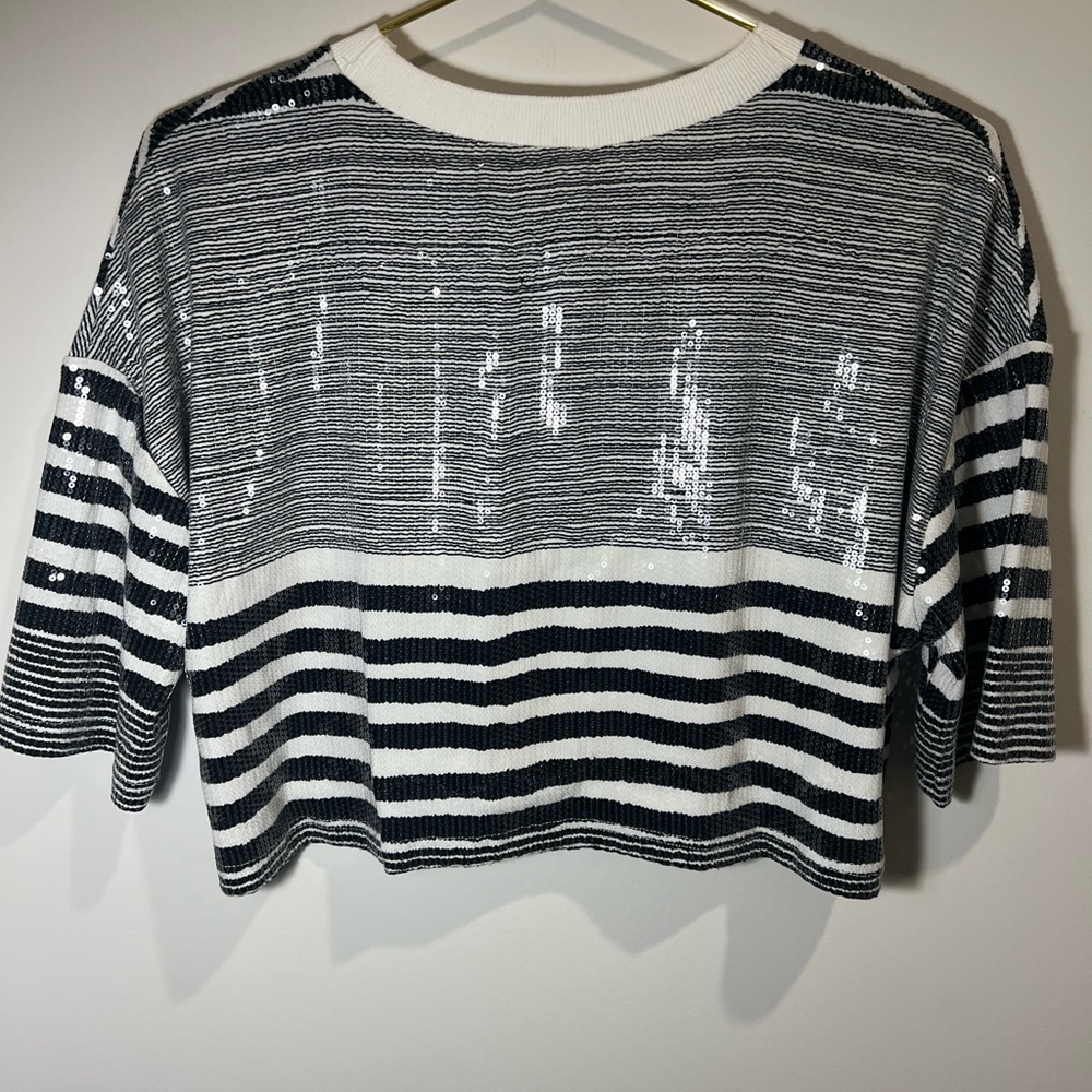 Rehab Lab Sequin Striped Top